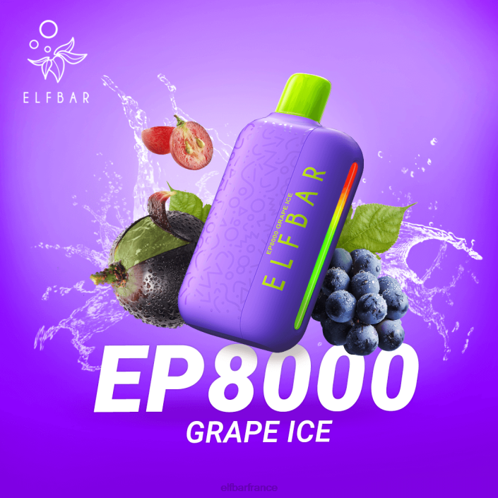 ELFBAR vape jetable nouvelles bouffées ep8000 2PRT59 glace aux raisins
